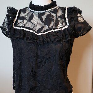 Zara Black Lace Victorian Style Blouse